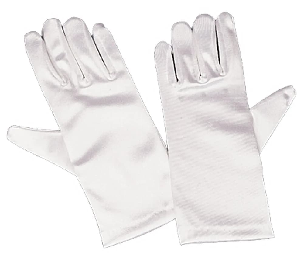 Lito Girls White Satin Gloves Medium (4-7) | Elegant Special Occasion Accessory - main product image