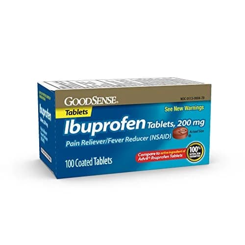 GoodSense Ibuprofen 200 mg Coated Tablets | Powerful Pain & Fever Relief for Adults & Children 12+ thumbnail 1