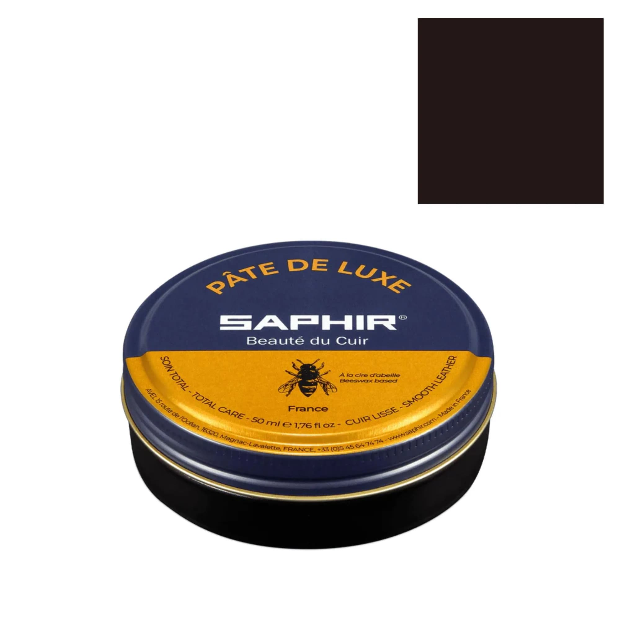 Saphir Pâte de Luxe Natural Wax Shoe Polish 50ml (1.76 Fl Oz) | Mirror Shine & Protection for Smooth Leather