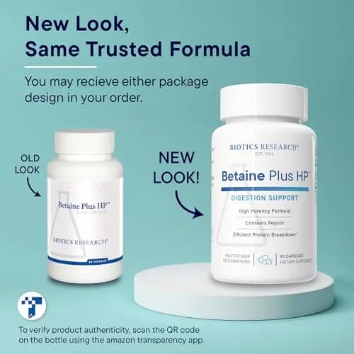BIOTICS RESEARCH Betaine Plus HP HCL 700mg | Digestive Support with Pepsin (110 characters) thumbnail 4