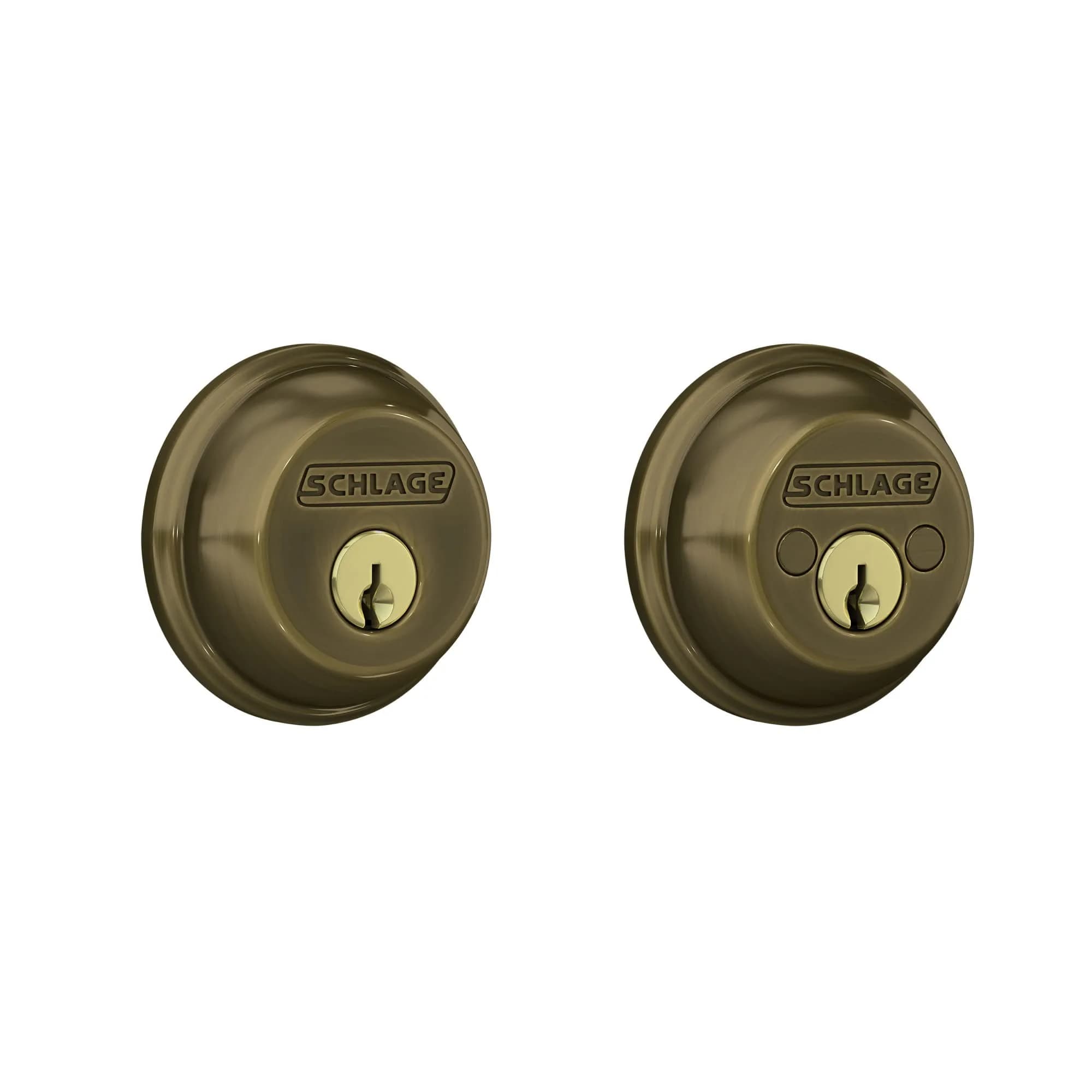 Schlage Single Cylinder Deadbolt Satin Nickel | Highest Security Grade 1/AAA Certified — Antique Brass