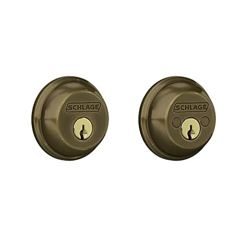 SCHLAGE B62N609 Double Cylinder Deadbolt, Keyed 2 Sides, Antique Brass, 16.51 cm (6.5 in) thumbnail 1