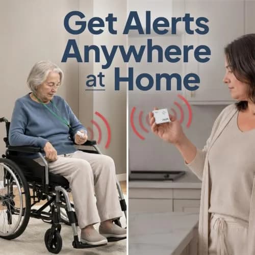 Smart Caregiver Pager System with 2 Call Buttons & Wearable Pager | 245 g (8.6 oz) | Wireless Fall Prevention Alert thumbnail 2