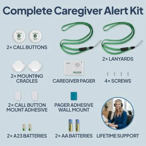 Smart Caregiver Pager System with 2 Call Buttons & Wearable Pager | 245 g (8.6 oz) | Wireless Fall Prevention Alert thumbnail 3
