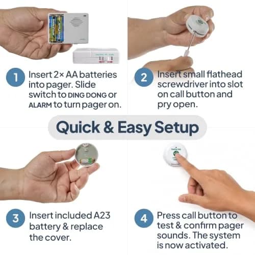Smart Caregiver Pager System with 2 Call Buttons & Wearable Pager | 245 g (8.6 oz) | Wireless Fall Prevention Alert thumbnail 4