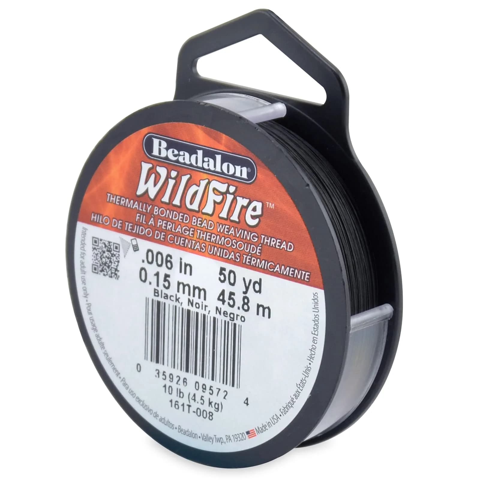 Beadalon Wildfire Stringing Thread .006" (0.15mm) X 50 Yards (45.8m) Black | Strong, Zero-Stretch Beading Cord - main product image