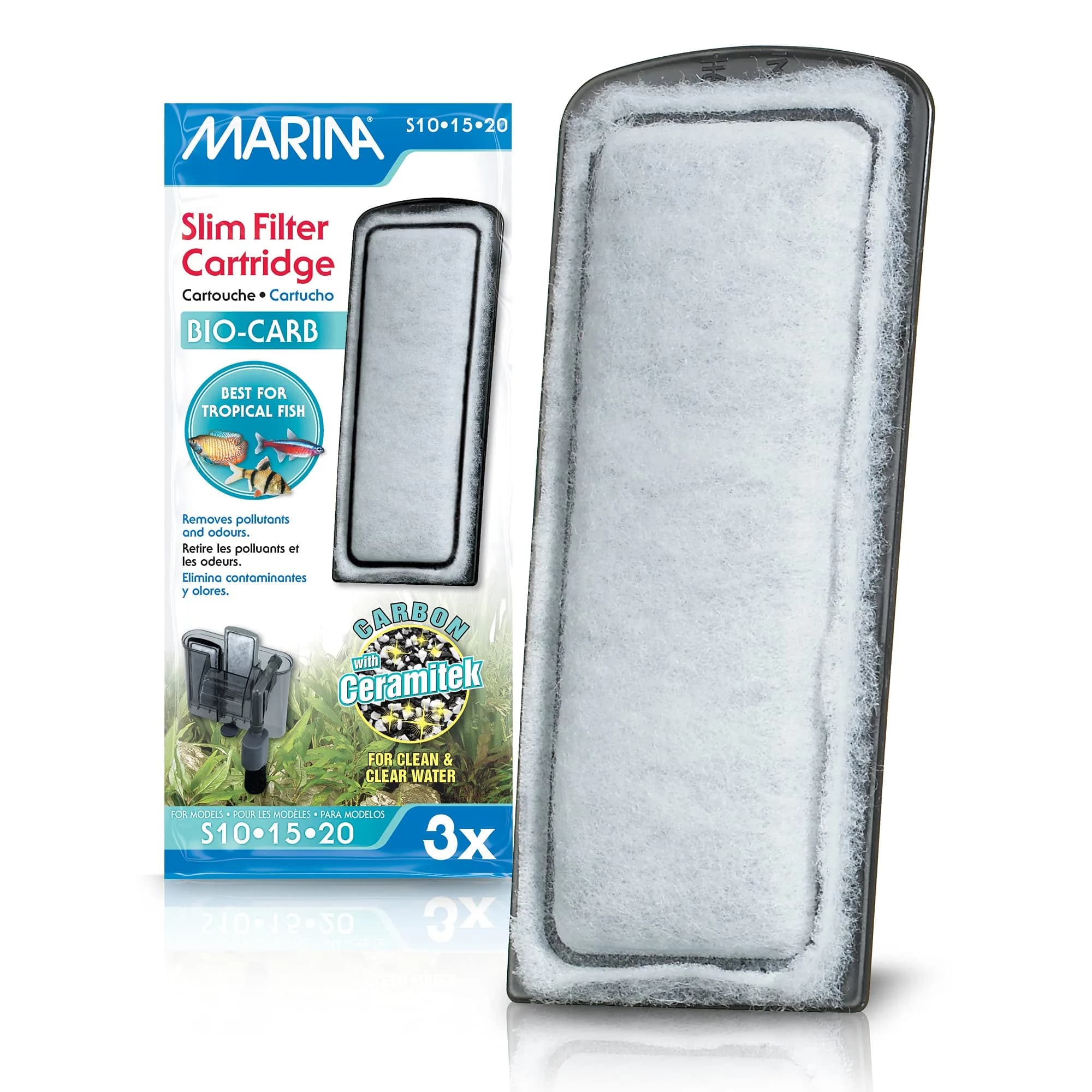 Marina Bio-Clear Ceramic Cartridge 3 Pack | Ideal for Goldfish & Aquarium Filtration — Bio-Carb