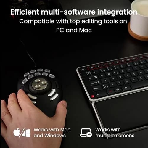 Contour ShuttlePRO v2 Multimedia Controller with Jog Wheel & 15 Programmable Buttons | Black, 13.1cm (5.16in) x 24.5cm (9.65in) x 5.2cm (2.05in) thumbnail 4