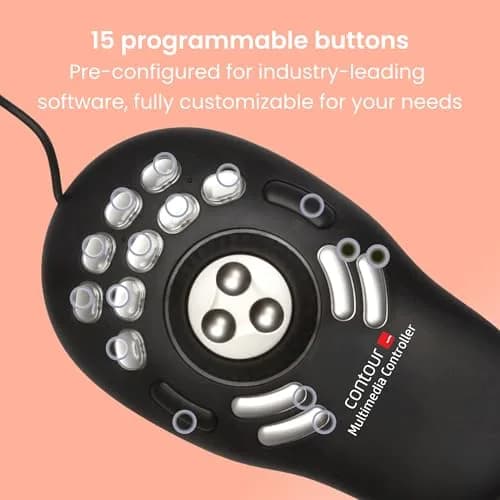 Contour ShuttlePRO v2 Multimedia Controller with Jog Wheel & 15 Programmable Buttons | Black, 13.1cm (5.16in) x 24.5cm (9.65in) x 5.2cm (2.05in) thumbnail 7