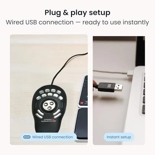 Contour ShuttlePRO v2 Multimedia Controller with Jog Wheel & 15 Programmable Buttons | Black, 13.1cm (5.16in) x 24.5cm (9.65in) x 5.2cm (2.05in) thumbnail 9