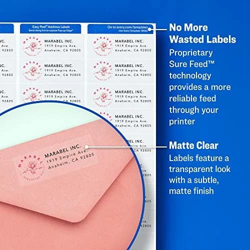 Avery Matte Clear Return Address Labels 0.5" x 1.75" (800 Labels) | Sure Feed Technology thumbnail 2