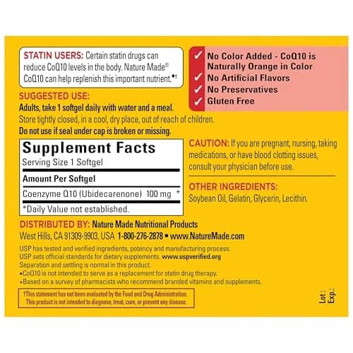 Nature Made CoQ10 100mg Softgels | 72 Count (2.5 oz) thumbnail 7
