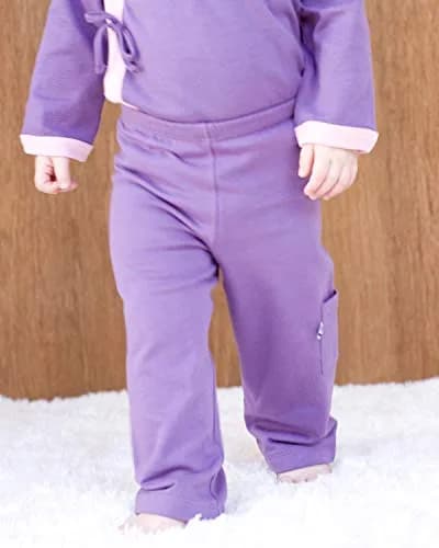 Babysoy Baby Girls' Soft Cozy Pants - Eggplant - 3-6 Months | Ultra-Soft, Recycled Fabric for Sensitive Skin thumbnail 2