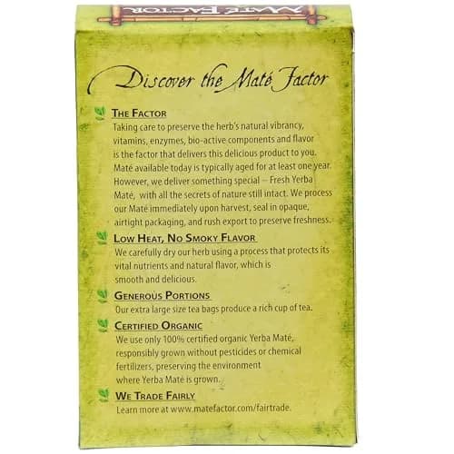 Maté Factor Yerba Mate Energizing Herb Tea Bag, Organic Green, 24-Count | Fresh & Certified thumbnail 4