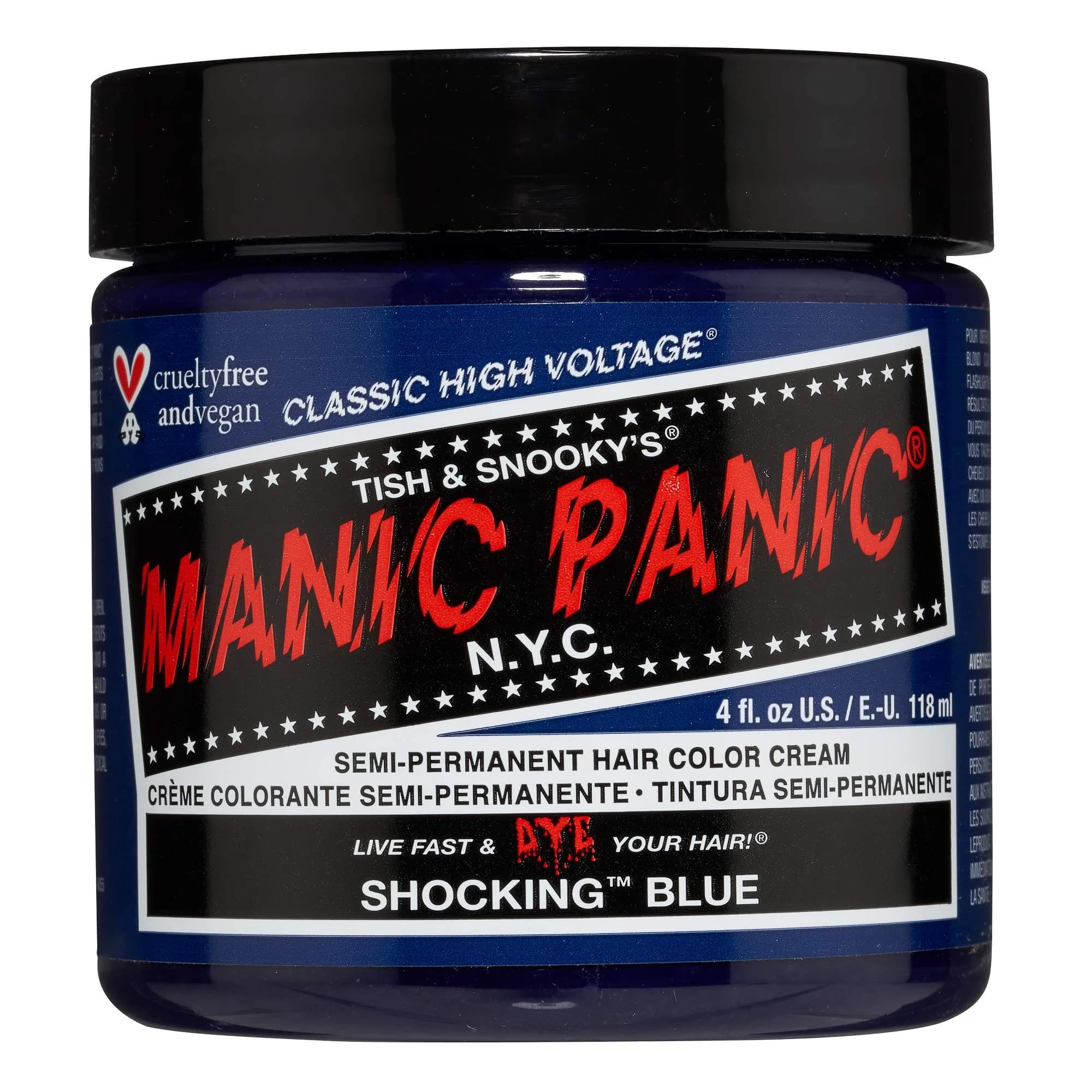 MANIC PANIC Classic Shocking Blue Semi Permanent Hair Color 4oz | Vibrant, Long-Lasting Blue for Women & Men - main product image