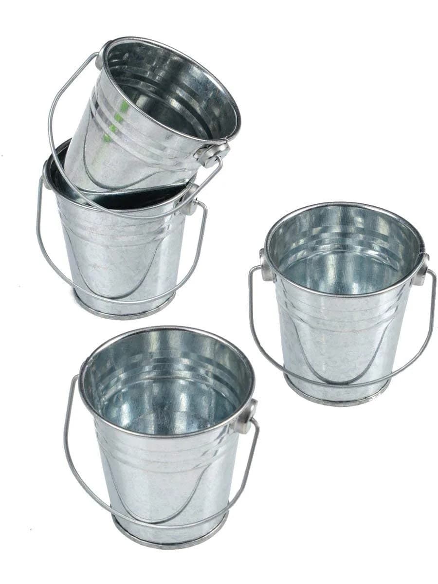 U. S. Toy Mini Metal Buckets Pack of 12 | Kids & Party Use, 2.5” Small Handle Buckets - main product image
