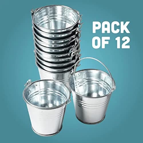 U. S. Toy Mini Metal Buckets Pack of 12 | Kids & Party Use, 2.5” Small Handle Buckets thumbnail 5