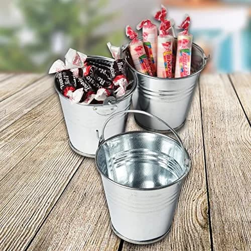 U. S. Toy Mini Metal Buckets Pack of 12 | Kids & Party Use, 2.5” Small Handle Buckets thumbnail 7