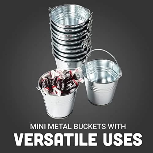U. S. Toy Mini Metal Buckets Pack of 12 | Kids & Party Use, 2.5” Small Handle Buckets thumbnail 2