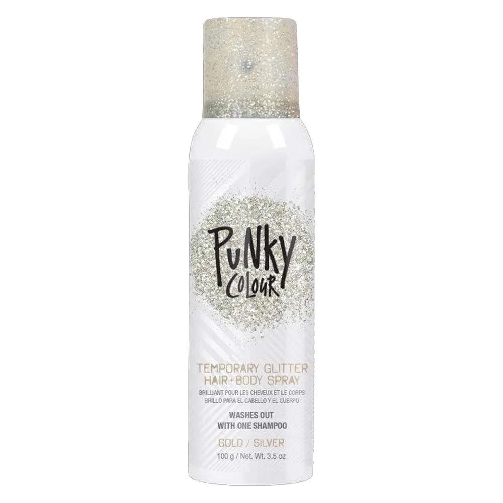 Jerome Russell Punky Silver Glitter Spray 3.5 oz | Sparkly Hair & Body Color for Kids & Adults — Gold/Silver