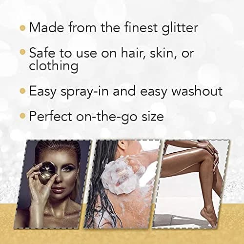 Jerome Russell Punky Colour Glitter Spray Gold/Silver | Shimmery Hair & Body Glitter, 3.5 oz thumbnail 5