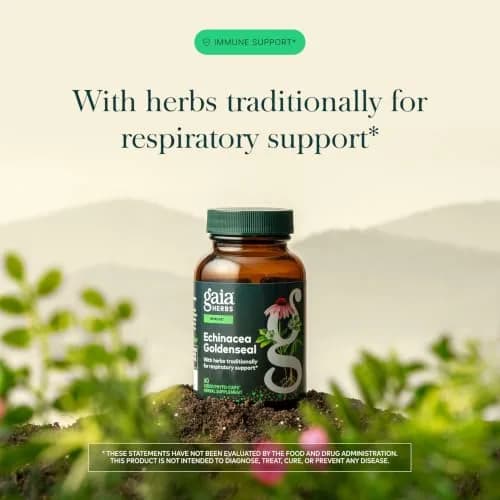 Gaia Herbs Echinacea Goldenseal 60 Vegan Capsules | Supports Respiratory & Immune Health thumbnail 3