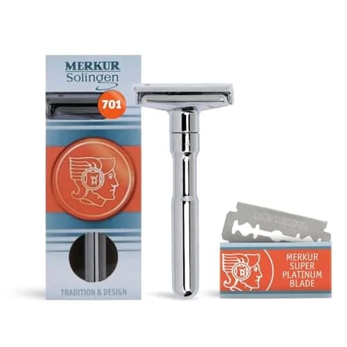 MERKUR FUTUR 701 Adjustable Double Edge Safety Razor - Bright Chrome | 122g (4.3 oz) | Precision German Engineering thumbnail 1
