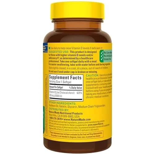 Nature Made Vitamin D3 5000 IU (125 mcg), 90 Vitamin D Softgels | Extra Strength for Bone & Immune Support thumbnail 8