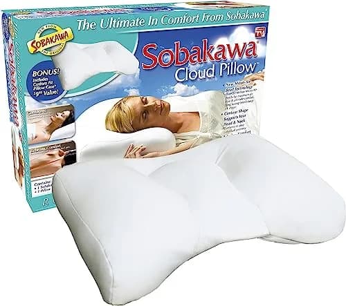 Sobakawa Cloud Pillow with Microbead Fill - Contoured Neck Support Pillow - White - 18.5 x 12.6 x 3.15 inches (47 cm x 32 cm x 8 cm) thumbnail 1