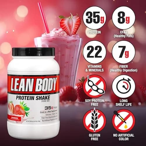Labrada Lean Body Hi-Protein Shake Strawberry 2.47lb | Supports Lean Body & Muscle Recovery thumbnail 2