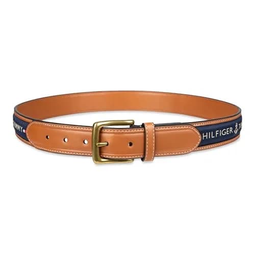 Tommy Hilfiger Men's Ribbon Inlay Casual Belt with Harness Buckle, Navy, 35.6 cm (1.4 inches) | Classic American Style thumbnail 4