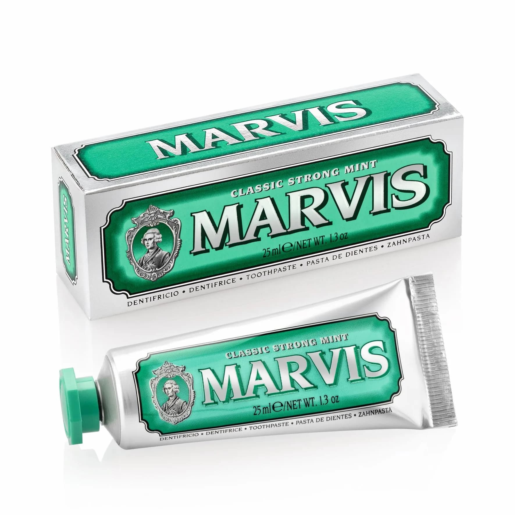 Marvis Classic Strong Mint Toothpaste 108g (3.8 oz) | Fluoride-Free, Vegan, Made in Italy — Classic Strong Mint / 1.3 Ounce