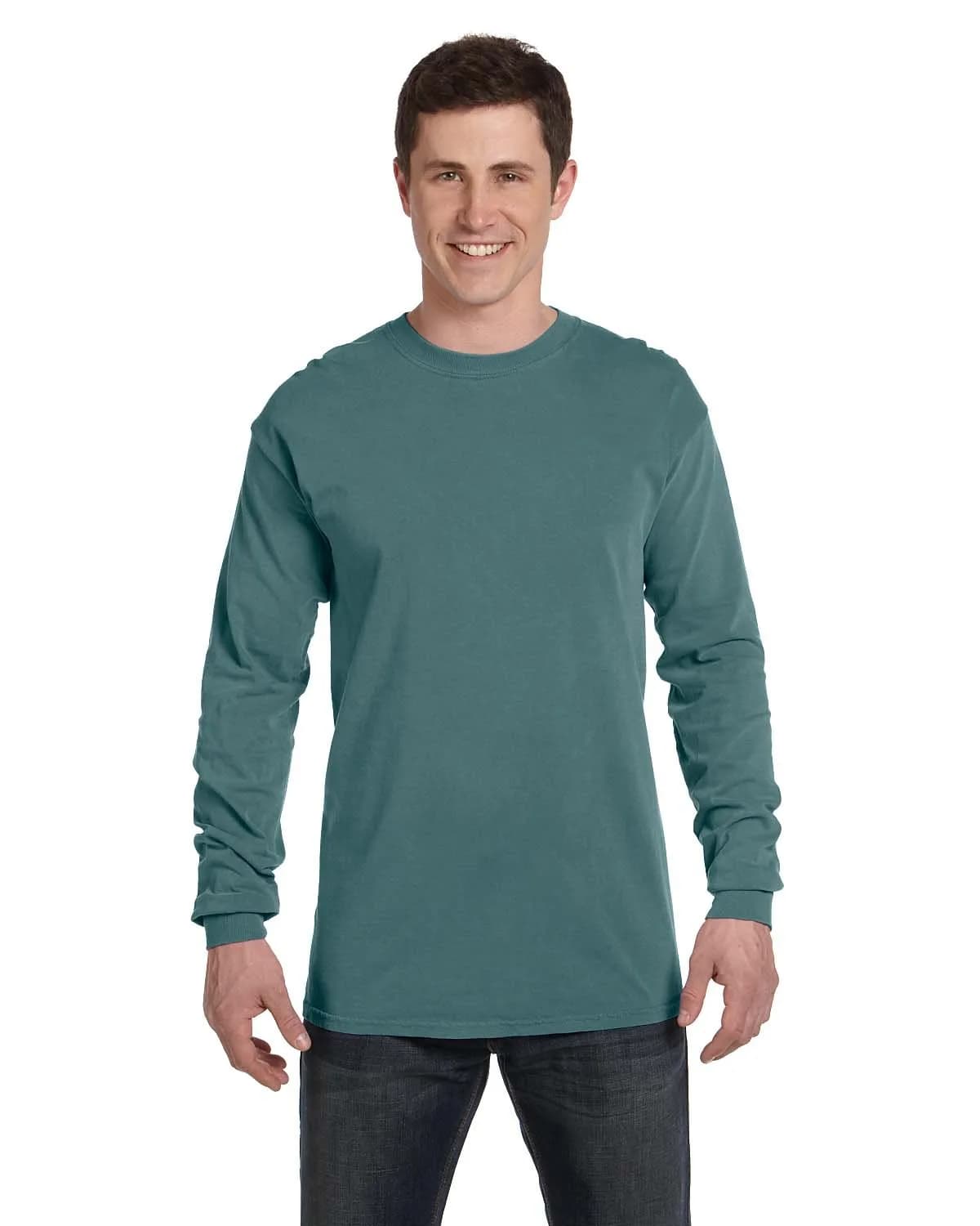 Comfort Colors C6014 Adult Heavyweight RS Long-Sleeve T-Shirt Blue Spruce L | Preshrunk Cotton, Comfort Fit - main product image
