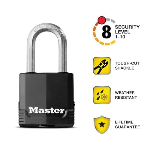 Master Lock Magnum Outdoor Padlock 48mm Body, 38mm Shackle | Tough-Cut Boron-Carbide Shackle thumbnail 2