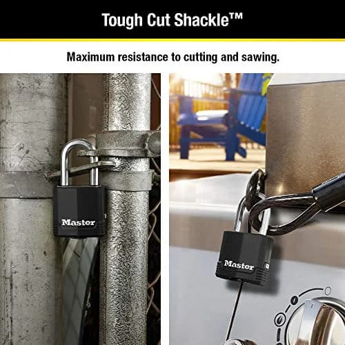 Master Lock Magnum Outdoor Padlock 48mm Body, 38mm Shackle | Tough-Cut Boron-Carbide Shackle thumbnail 3