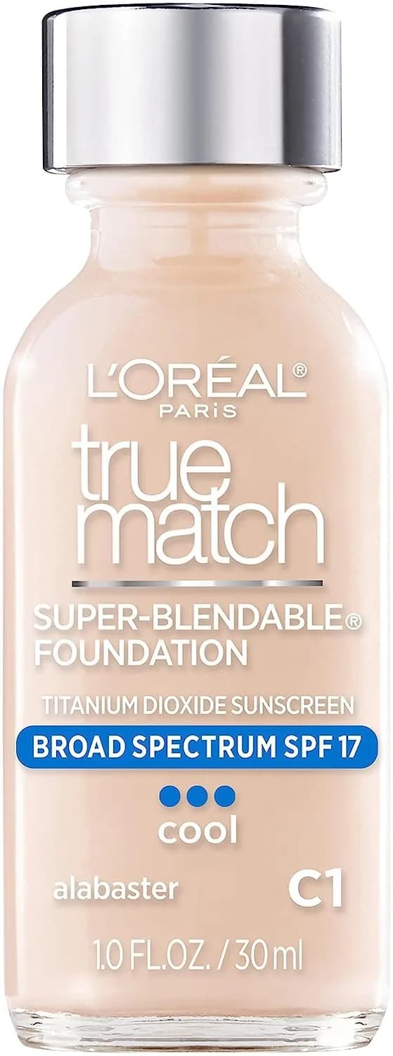L'Oreal Paris True Match Super-Blendable Liquid Foundation C1 Alabaster 1 Fl Oz | Natural Finish, SPF 17, For All Skin Types — C1 ALABASTER
