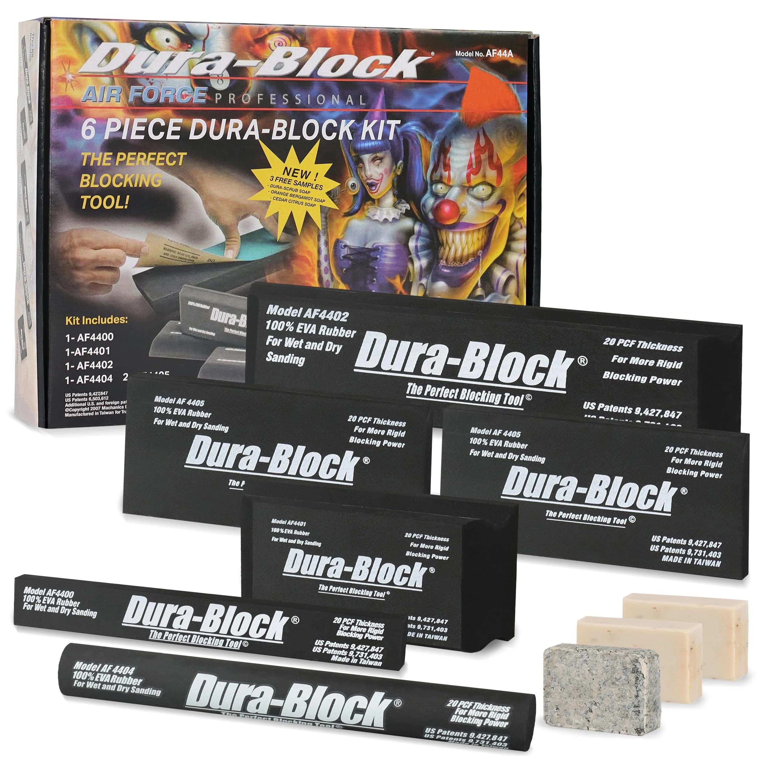 Dura-Block Set 6pc - Flexible EVA Foam Wet or Dry Autobody Sanding Blocks Kit for Automotive Bodywork - main product image
