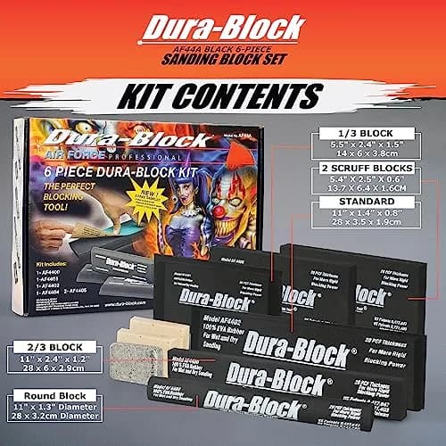 Dura-Block Set 6pc - Flexible EVA Foam Wet or Dry Autobody Sanding Blocks Kit for Automotive Bodywork thumbnail 2