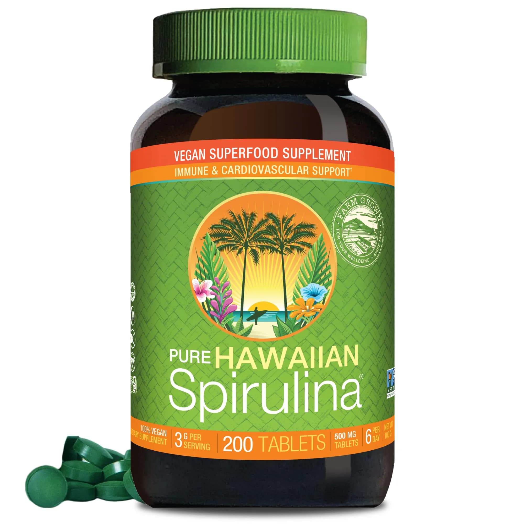 Nutrex Hawaii Pure Hawaiian Spirulina Tablets, Vegan, 500 mg, 200 Count | Supports Cellular Health & Immunity — Tablet