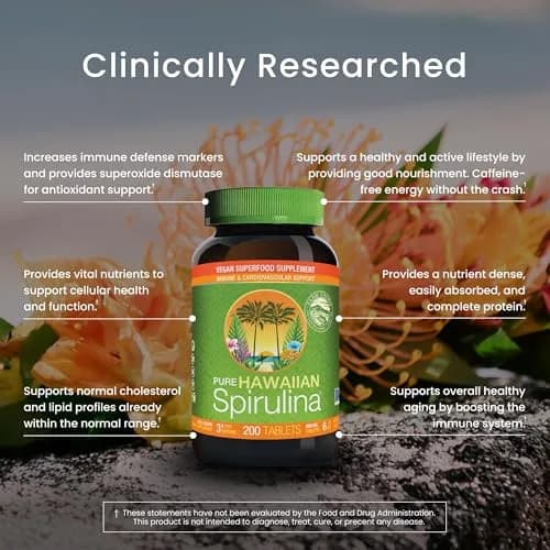 Nutrex Hawaii Pure Hawaiian Spirulina Tablets, Vegan, 500 mg, 200 Count | Supports Cellular Health & Immunity thumbnail 4