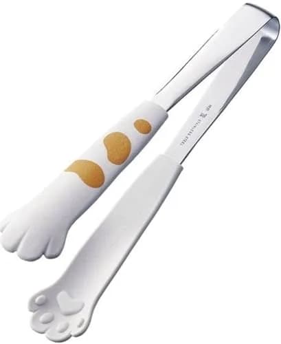 Tanabe Metal Fittings Miya Catch Cat Tongs, 7-Inch (17.8 cm), White | Heat-Resistant Up to 220°C thumbnail 1