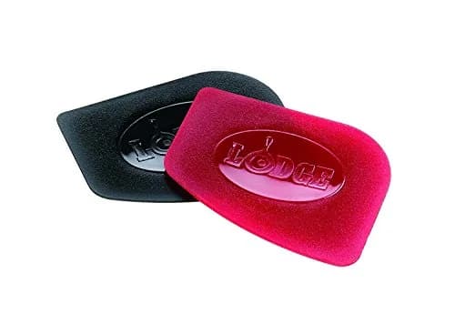 Lodge Cast Iron Pan Scrapers 2 Pack (Red/Black) | Durable Polycarbonate Cleaning Tool thumbnail 1