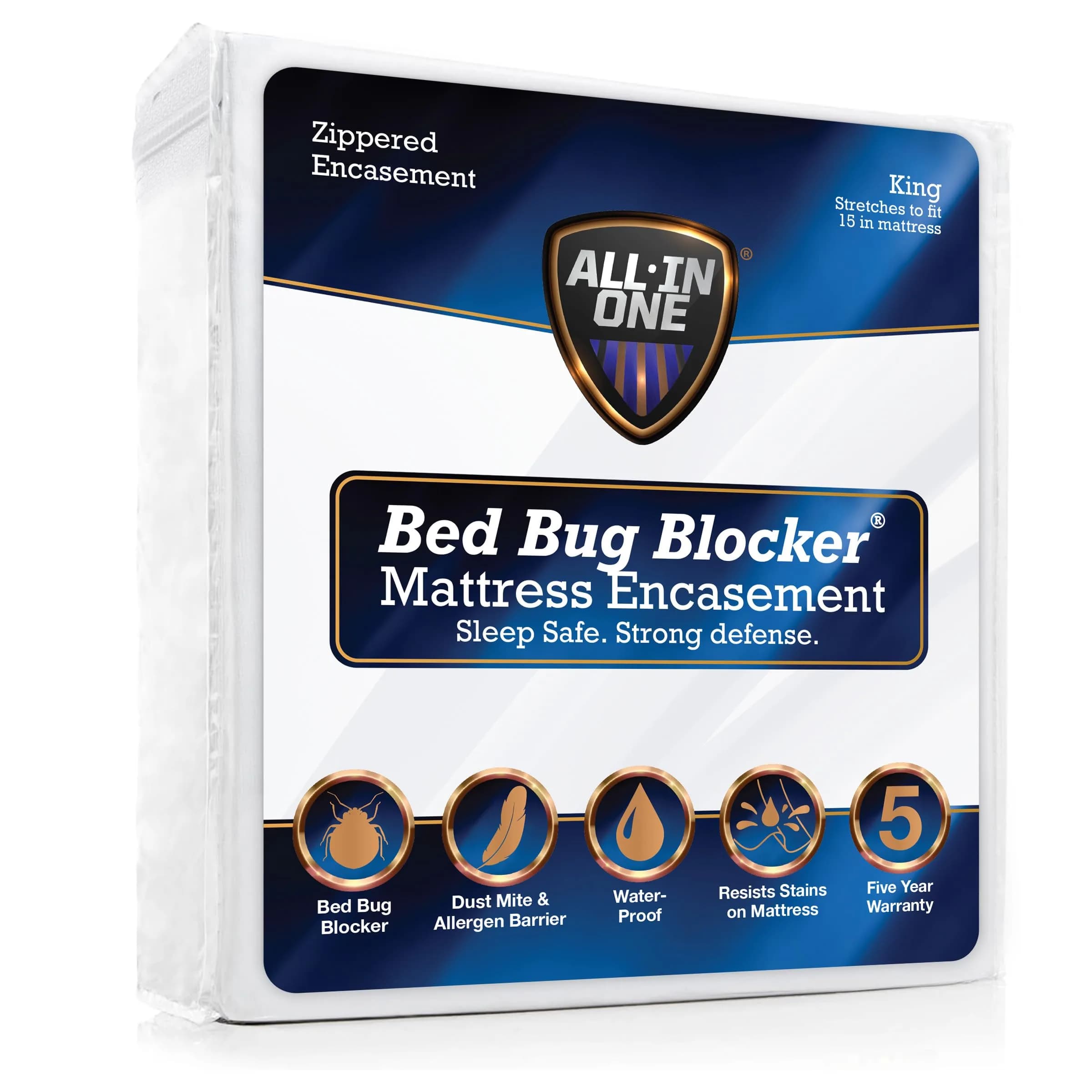 Bed Bug Blocker FRE146XXWHIT01 Mattress Protector, Twin, White | Triple Seal Water-Resistant Cover — King