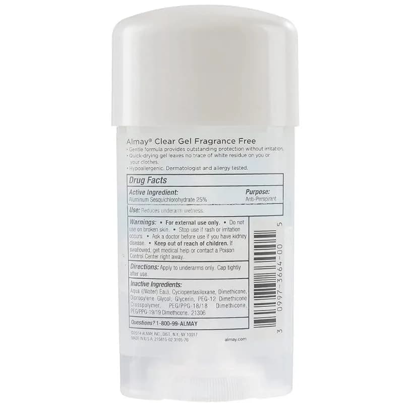Almay Sensitive Skin Clear Gel Antiperspirant Deodorant Fragrance-Free 2.25 oz (6 oz Pack) | Dermatologist Tested for Sensitive Skin thumbnail 5