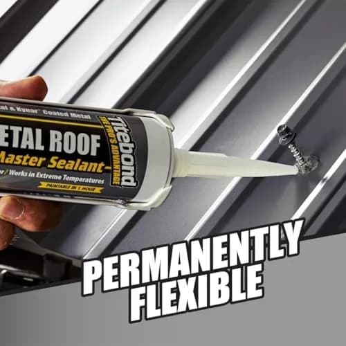 Titebond WeatherMaster Metal Roof Sealant Cartridge 286g (10.1 Fl Oz) Gray | Seals Against Water, Wind, Dust & Dirt thumbnail 5