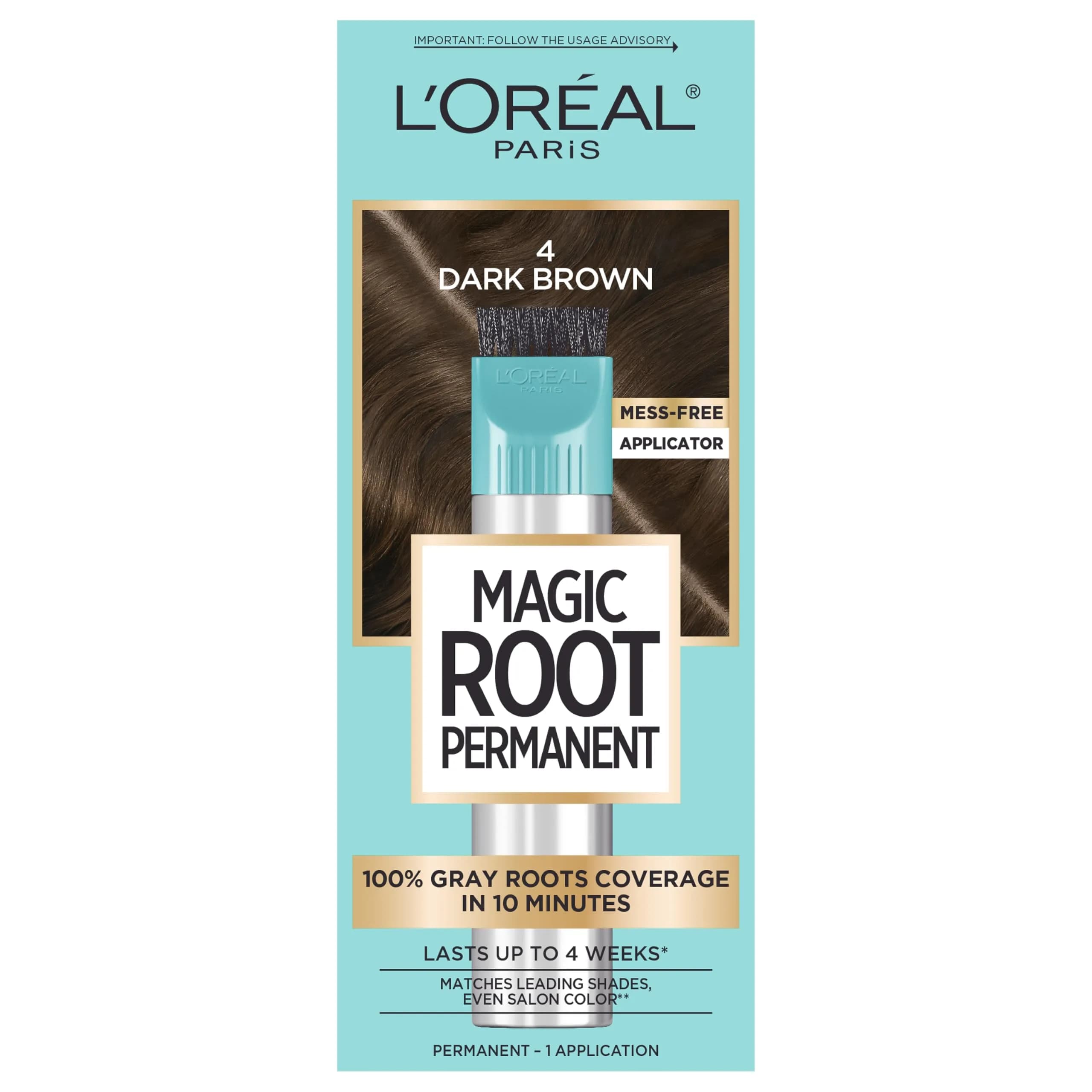 L'Oreal Paris Magic Root Permanent Hair Color Kit 3 Soft Black, Pack of 2 | 10-Minute Gray Coverage — 4 Dark Brown