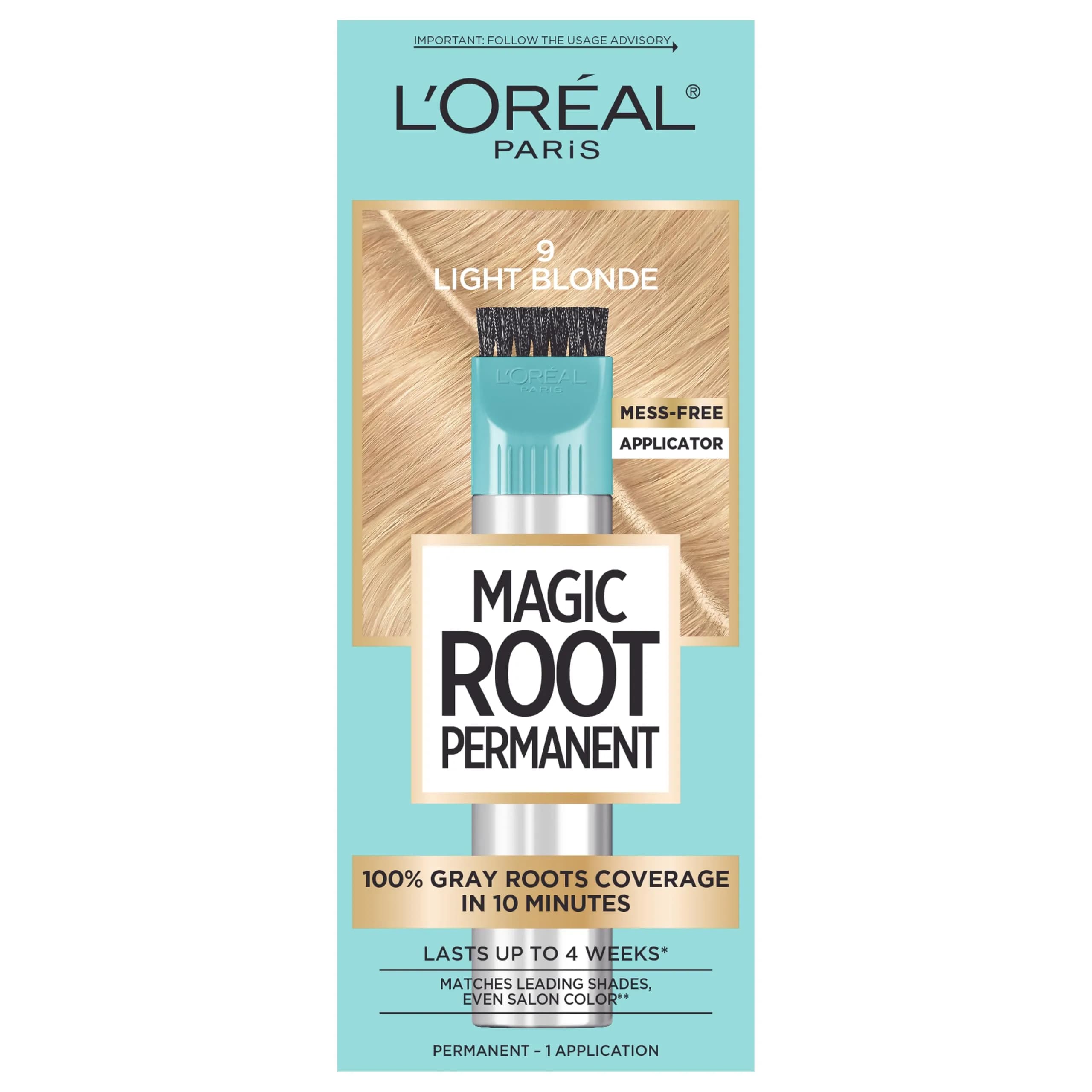 L'Oreal Paris Magic Root Permanent Hair Color Kit 3 Soft Black, Pack of 2 | 10-Minute Gray Coverage — 9 Light Blonde