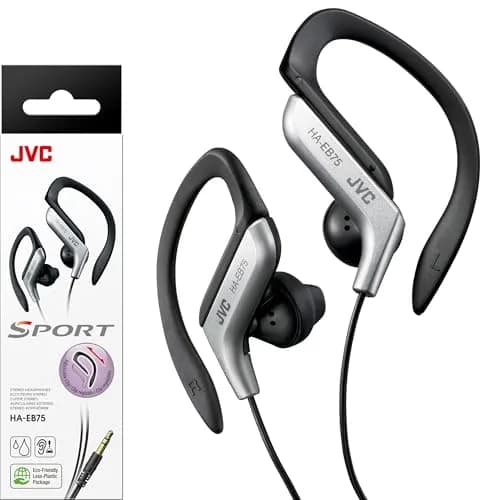 JVC Clip Style Headphone Black and Silver | Splash Proof, Water Resistant, Powerful Sound thumbnail 1