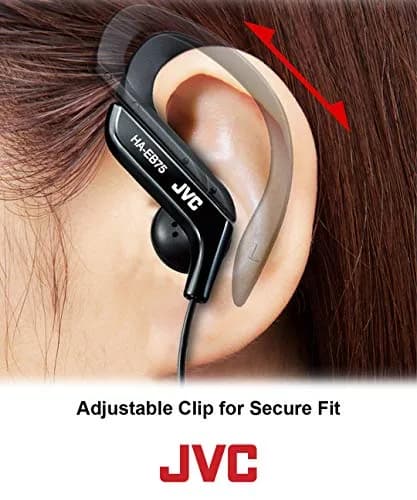 JVC Clip Style Headphone Black and Silver | Splash Proof, Water Resistant, Powerful Sound thumbnail 2