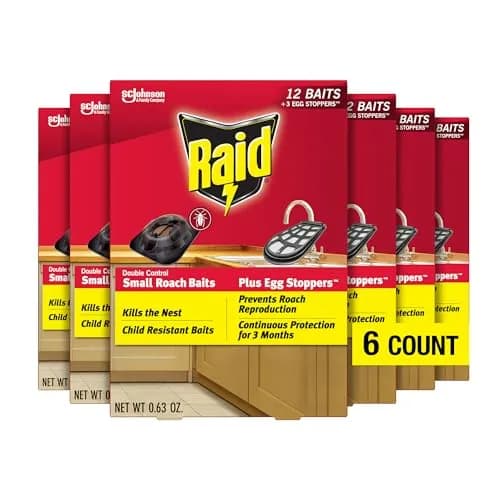 Raid Double Control Small Roach Baits Plus Egg Stopper (12 Count (Pack of 6)) | Breaks Roach Reproduction, Long-Lasting Control thumbnail 1